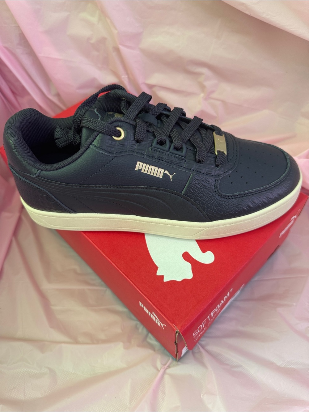 Puma Navy and White Low-Top Sneaker